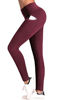 Picture of IUGA High Waist Yoga Pants with Pockets, Tummy Control, Workout Pants for Women 4 Way Stretch Yoga Leggings with Pockets (Maroon IU7840, Large)