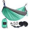 Picture of Kootek Camping Hammock Double & Single Portable Hammocks with 2 Tree Straps, Lightweight Nylon Parachute Hammocks for Backpacking, Travel, Beach, Backyard, Patio, Hiking (Seagreen & Light Grey, Large)