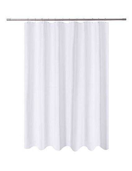 Picture of N&Y HOME Fabric Shower Curtain Liner Extra Long 72 x 84 Inches with 2 Bottom Magnets, Hotel Quality, Washable, Water Repellent, White Spa Bathroom Curtains with Grommets, 72x84