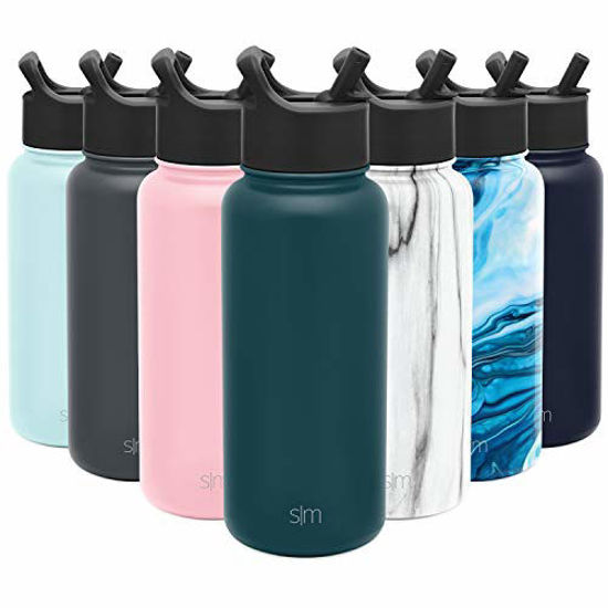 GetUSCart- Simple Modern Insulated Water Bottle with Straw Lid 1 Liter  Reusable Wide Mouth Stainless Steel Flask Thermos, 32oz (945ml), Riptide