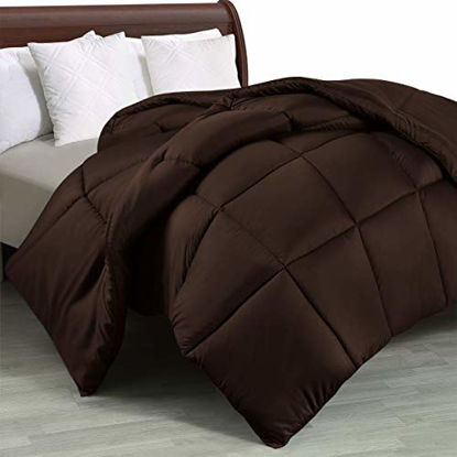 Picture of Utopia Bedding Comforter Duvet Insert - Quilted Comforter with Corner Tabs - Box Stitched Down Alternative Comforter (Twin, Chocolate)