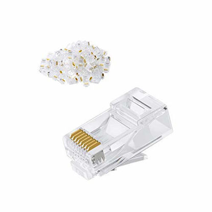 Picture of Cat6 RJ45 Ends, CableCreation 50-Pack Cat6 Connector, Cat6 / Cat5e RJ45 Connector, Ethernet Cable Crimp Connectors UTP Network Plug for Solid Wire and Standard Cable, Transparent