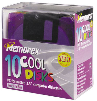 Picture of Memorex MF2HD 3.5" PC-Formatted High-Density Floppy Disks with File Box (Colors, 10-Pack) (Discontinued by Manufacturer)