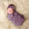 Picture of Newborn Photography Props, Fascigirl 3PCS Toddler Photo Blankets Wrap and Headband Long Hair Photography Wrap Shaggy Area Rug Photo Prop Multi-Purpose Swaddle Wrap Photography Mat for Babies (Purple)