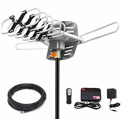 Picture of HDTV Digital Antenna,Amplified HD Outdoor TV Antenna150 Miles Range w/ 360 Degree Rotation Wireless Remote - UHF/VHF/1080p/ 4K Ready(Without Pole)