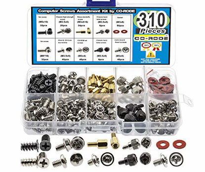 Picture of 310pcs PC Computer Screw Standoffs Assortment Kit for Hard Drive Computer Case Motherboard Fan Power Graphics