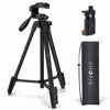 Picture of PHOPIK Lightweight Phone Tripod 55-Inch, Video Tripod with 360 Panorama and 1/4 Mounting Screw for Mirrorless/Gopro/DSLR Camera, Phone Holder for Smartphone, Max Load 6.6 Lbs, Carry Bag Inclued.