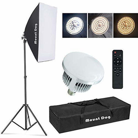 Picture of Upgrade LED MOUNTDOG Softbox Lighting Kit Photography Studio Light with 19.7"X27.5" Reflector and 3 Colors Temperature 45W Bulb with Remote, Professional Photo Studio Equipment for Portrait Video