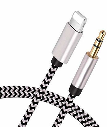 Picture of [Apple MFi Certified] iPhone AUX Cord for Car Stereo, Lightning to 3.5mm AUX Audio Nylon Braided Cable Compatible for iPhone 11/XS/XR/X 8 7 6 5, iPad, iPod to Speaker, Home Stereo, Headphone (Sliver)