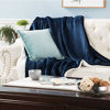 Picture of Bedsure Sherpa Fleece Blanket Throw Size Navy Lightweight Super Soft Cozy Luxury Bed Blanket Microfiber