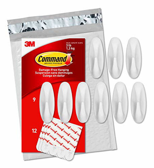 Picture of Command GP081-9NA Medium Designer Hooks, 9 Hooks, 12 Strips, Organize & Decorate Damage-Free,White