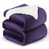 Picture of BEDSURE Sherpa Fleece Blanket Queen Size(Not Electrical) Purple Plum Eggplant Plush Blanket Fuzzy Soft Blanket Microfiber