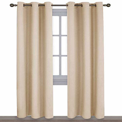 Picture of NICETOWN Thermal Insulated Eyelet Top Room Darkening Panels/Curtains/Drapes for Bedroom (2 Panels, W42 x L84 inches, Biscotti Beige)