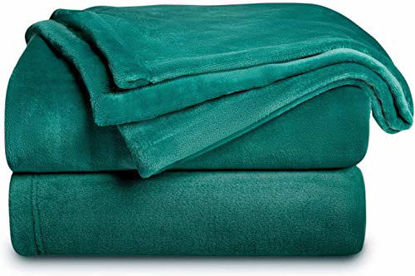 Picture of Bedsure Fleece Blanket Twin Size Emerald Green Lightweight Blanket Super Soft Cozy Microfiber Blanket