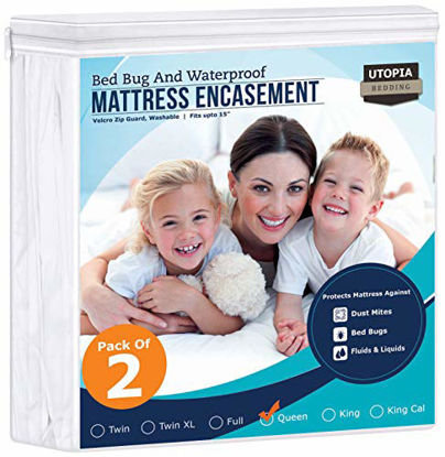 Picture of Utopia Bedding Zippered Mattress Encasement - Bed Bug Proof (Pack of 2, Queen)