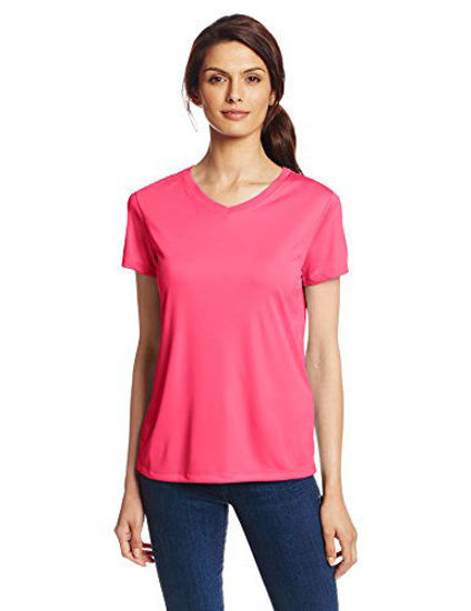 Picture of Hanes Sport Women's Cool DRI Performance V-Neck Tee,Wow Pink,Small