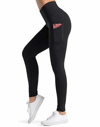 Teen Girls PE Leggings Workout Pants,High Waist Capri Yoga Pants with  Pockets,Tummy Control Workout Running Pants 4 Way Stretch Yoga Leggings  Side