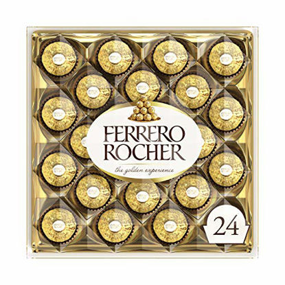 Picture of Ferrero Rocher Fine Hazelnut Milk Chocolate, 24 Count, Chocolate Candy Gift Box, 10.5 Oz, Perfect Easter Egg and Basket Stuffers