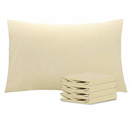 Picture of NTBAY Queen Pillowcases Set of 4, 100% Brushed Microfiber, Soft and Cozy, Wrinkle, Fade, Stain Resistant with Envelope Closure, 20"x 30", Khaki