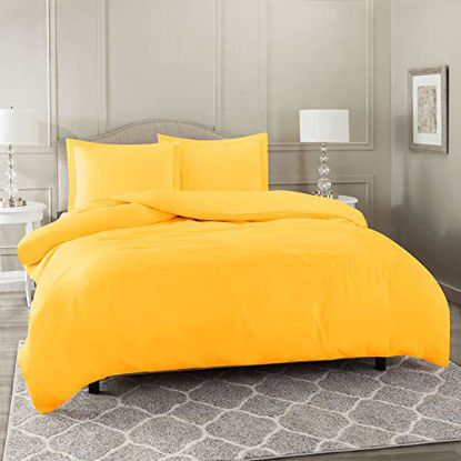 Picture of Nestl Duvet Cover 3 Piece Set - Ultra Soft Double Brushed Microfiber Hotel Collection - Comforter Cover with Button Closure and 2 Pillow Shams, Yellow - King 90"x104"