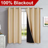 Picture of NICETOWN Bedroom Full Blackout Curtain Panels, Super Thick Insulated Grommet Drapes, Double-Layer Blackout Draperies with Black Liner for Small Window (Set of 2 PCs, 42 by 63 inches, Biscotti Beige)