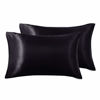 Picture of Love's cabin Silk Satin Pillowcase for Hair and Skin (Black, 20x40 inches) Slip King Size Pillow Cases Set of 2 - Satin Cooling Pillow Covers with Envelope Closure