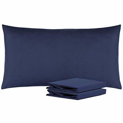 Picture of NTBAY King Pillowcases Set of 2, 100% Brushed Microfiber, Soft and Cozy, Wrinkle, Fade, Stain Resistant with Envelope Closure, 20"x 36", Navy