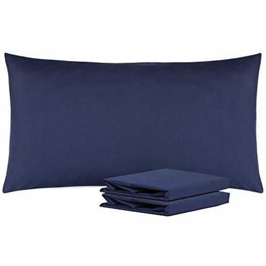 Picture of NTBAY King Pillowcases Set of 2, 100% Brushed Microfiber, Soft and Cozy, Wrinkle, Fade, Stain Resistant with Envelope Closure, 20"x 36", Navy