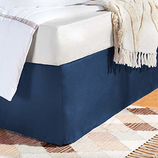 Picture of AmazonBasics Pleated Bed Skirt - King, Navy Blue