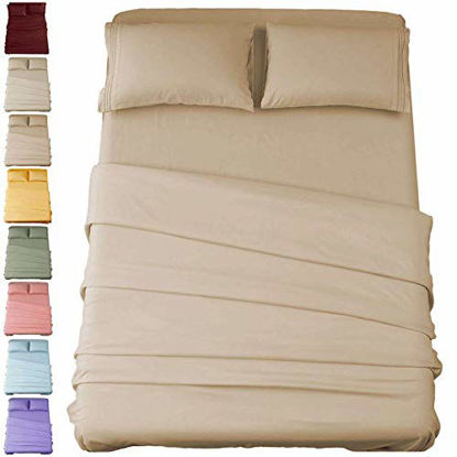 Picture of Sonoro Kate Bed Sheet Set Super Soft Microfiber 1800 Thread Count Luxury Egyptian Sheets 16-Inch Deep PocketWrinkle and Hypoallergenic-4 Piece (Taupe, King)