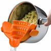 Picture of Kitchen Gizmo Snap N Strain Strainer - Orange | Patented Clip On Silicone Colander | Fits all Pots and Bowls