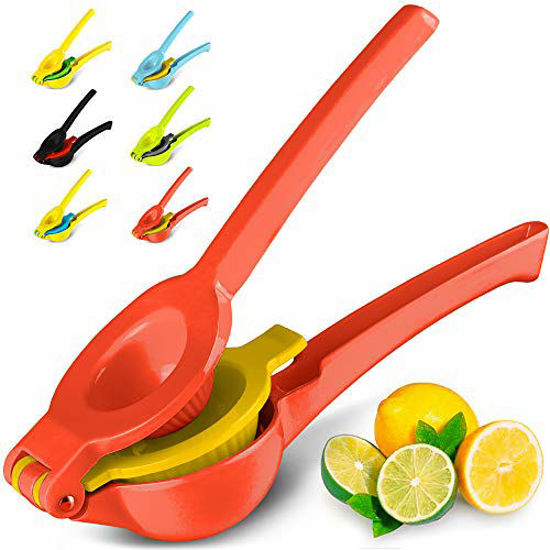 Picture of Top Rated Zulay Premium Quality Metal Lemon Lime Squeezer - Manual Citrus Press Juicer (Bright Red and Yellow)