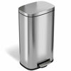 Picture of iTouchless 8 Gallon Stainless Steel with Deodorizer Filter System & Inner Bucket, 30 Liter Foot Pedal Garbage Bin for Office and Kitchen, Softstep Slim Rectangular 8 Gal