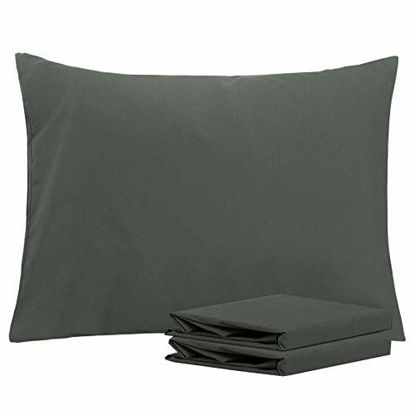 Picture of NTBAY Standard Pillowcases Set of 2, 100% Brushed Microfiber, Soft and Cozy, Wrinkle, Fade, Stain Resistant with Envelope Closure, 20 x 26 Inches, Dark Grey