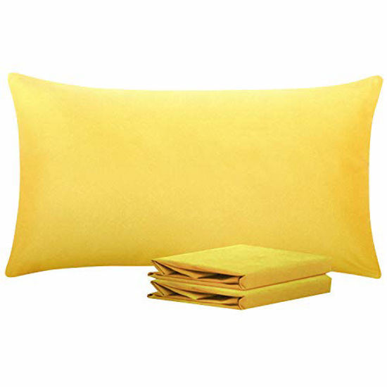 Picture of NTBAY King Pillowcases Set of 2, 100% Brushed Microfiber, Soft and Cozy, Wrinkle, Fade, Stain Resistant with Envelope Closure, 20"x 36", Yellow