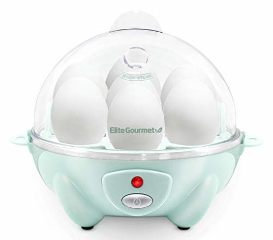 Picture of Elite Gourmet EGC-007M Easy Electric Poacher, Omelet Soft, Medium, Hard-Boiled Boiler Cooker with Auto Shut-Off and Buzzer, BPA Free, 7 Egg Capacity, Mint