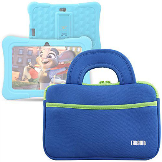 Picture of TabSuit 7" Tablet Sleeve Bag Compatible for Dragon Touch Y88X Pro/Y88X/M7 Kids Tablet, MatrixPad S7, Z1 Kids Tablet, iPad Mini 4 3 2 1, Galaxy Tab A 8.0 with Accessory Pocket- Blue