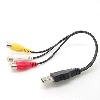 Picture of USB Male to 3 Rca RGB Female Video AV A/V Converter Cable HDTV TV Television