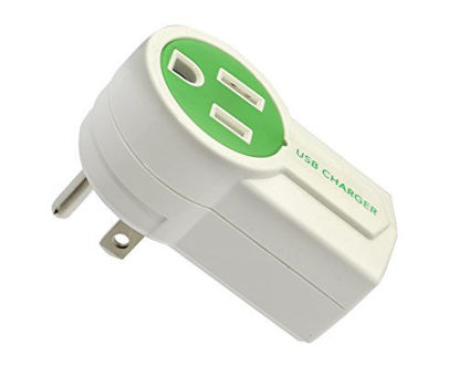 Picture of Syba CL-ADA60007 Power Outlet with 360 Degree Rotatable USB-Port, Green