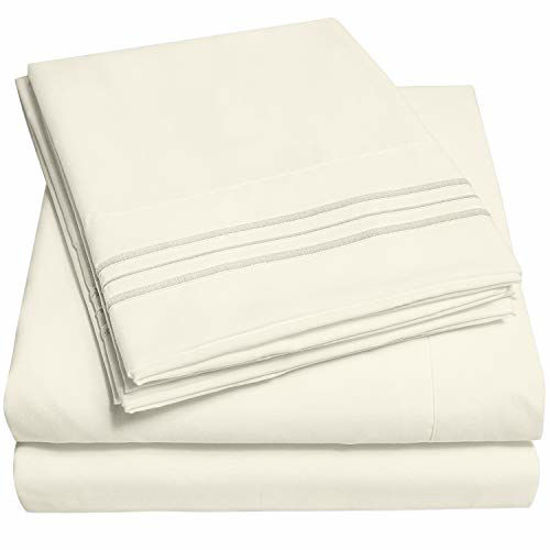 Picture of 1500 Supreme Collection Extra Soft Queen Sheets Set, Ivory - Luxury Bed Sheets Set with Deep Pocket Wrinkle Free Hypoallergenic Bedding, Over 40 Colors, Queen Size, Ivory