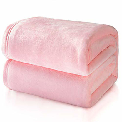 Picture of Bedsure Fleece Blanket Queen Size Pink Lightweight Super Soft Cozy Luxury Bed Blanket Microfiber