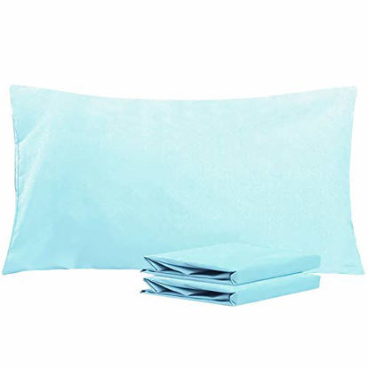 Picture of NTBAY King Pillowcases Set of 2, 100% Brushed Microfiber, Soft and Cozy, Wrinkle, Fade, Stain Resistant with Envelope Closure, 20 x 40 Inches, Aqua