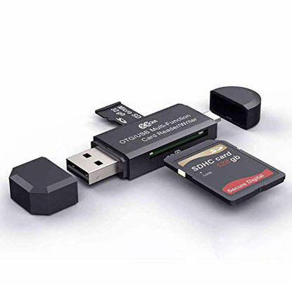 Picture of Micro USB OTG to USB 2.0 Adapter, SD/Micro SD Card Reader with Standard USB Male & Micro USB Male Connector for Smartphones/Tablets with OTG Function