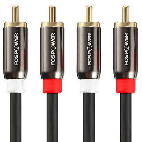 Picture of FosPower (3 Feet) 2 RCA M/M Stereo Audio Cable [24K Gold Plated | Copper Core] 2RCA Male to 2RCA Male [Left/Right] Premium Sound Quality Plug