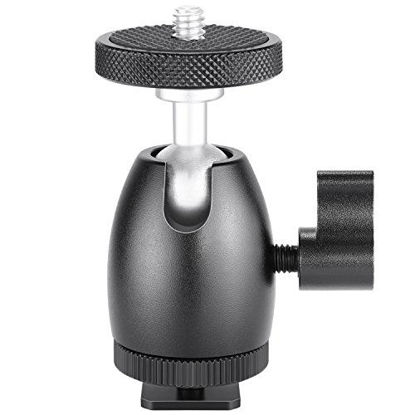 Picture of Neewer Mini Ball Head 1/4 inch Screw with Lock and Hot Shoe Mount Adapter Compatible with LED Light,Ring Light,Load Up to 4.4 pounds/2 kilograms