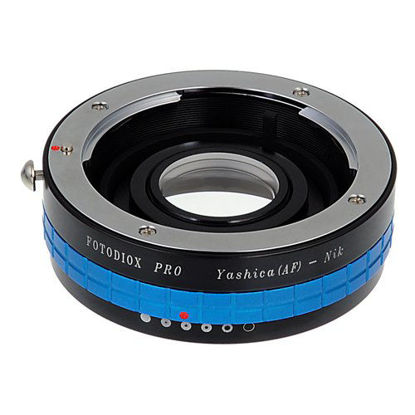 Picture of Fotodiox Pro Lens Mount Adapter - Yashica 230AF (YAF, Y230AF) Lens to Nikon SLR/DSLR Camera with Aperture Control Dial and Glass Elements for Focus Correction