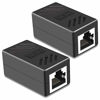 Picture of RJ45 Coupler, PLUSPOE 2 Pack Ethernet Cable Extender Inline LAN Connector Plugs for Cat5 Cat5e Cat6e Cat7 Cable, Female to Female (Black)