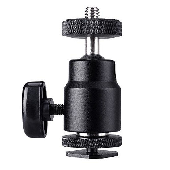 Picture of Hot Shoe Mount Adapter 1/4" Mini Ball Head Ring Light Adapter for Cameras, Camcorders, Smartphone, Gopro, LED Video Light, Microphone, Video Monitor, Tripod, Monopod-Black