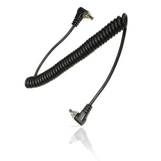 Picture of Foto&Tech Male to Male M-M Flash PC Sync Cable Cord 12-Inch Coiled Cord with Screw Lock Compatible with Nikon, Canon, and Most DSLR Cameras Flash Trigger (Male to Male Flash PC Sync Cable)
