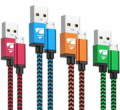 Picture of Micro USB Cable Aioneus Fast Android Cord Charger Cable 4Pack [2FT, 3FT, 5FT, 6FT] Cable Charging Cord Compatible with Samsung Galaxy S7 Edge S6 S5 J3 J3V J5 J7 J7V Note 5, LG K40 K20, Tablet, PS4